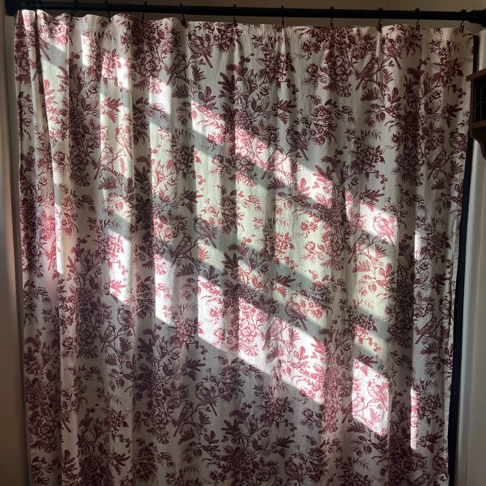 Floral Red and White Shower Curtain